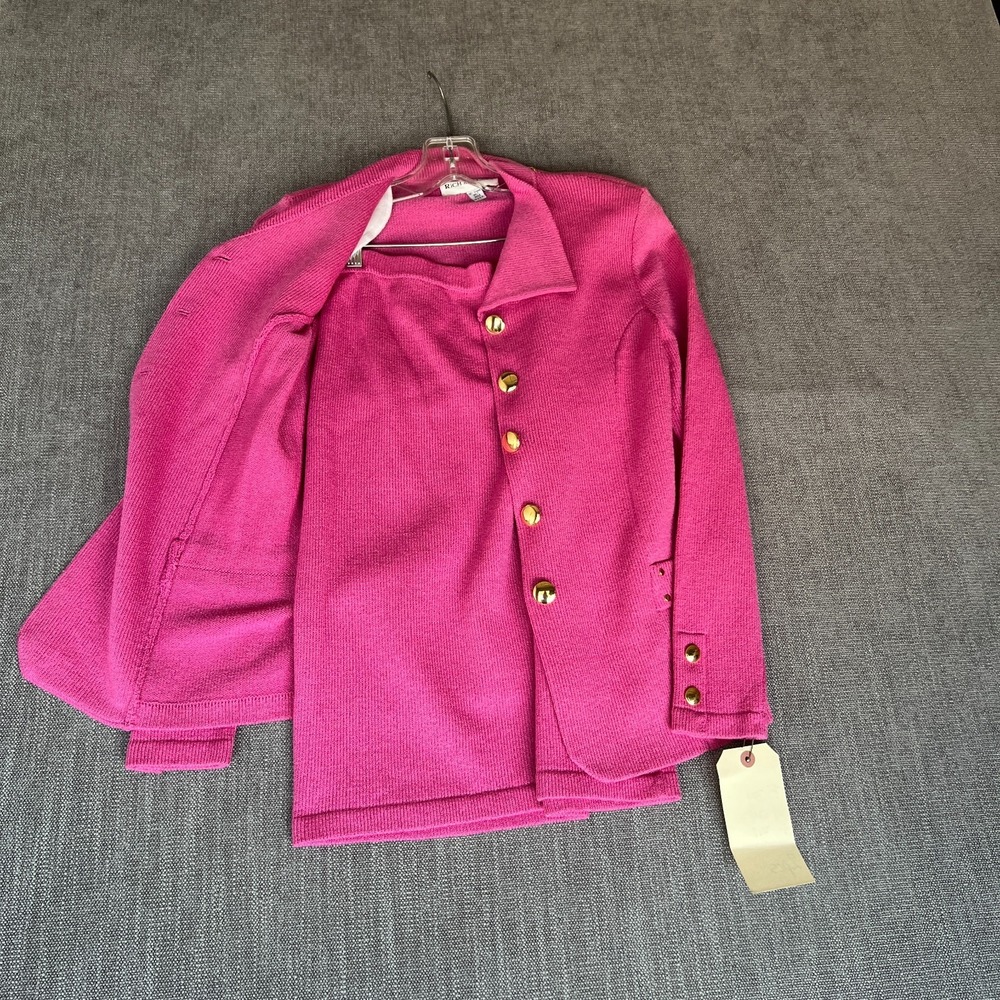 Rich And Levy Two-Piece Blazer & Skirt Suit Set Womens S Pink Knitted Barbiecore